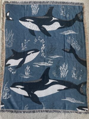 Tapestry blanket "Orcas in the ocean"