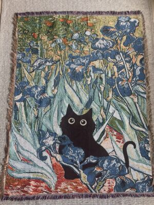 Tapestry blanket "Cat among the irises"