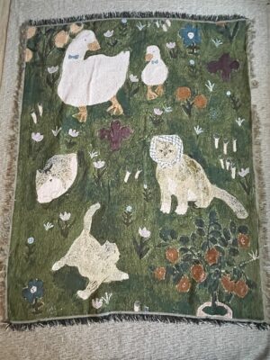 "Duck and Kitten" Tapestry Blanket