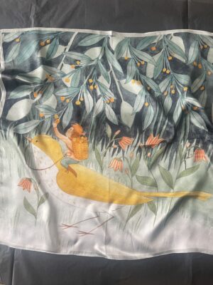 "Fairytale Garden" Silk Scarf, 100% Mulberry Silk