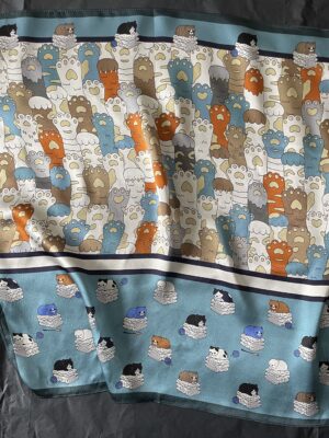 Silk Scarf "Cat's Paws" 100% Mulberry Silk