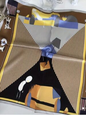 "Cat's Mischief" Silk Scarf, 100% Mulberry Silk