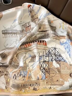 "Metropolis" Silk Scarf, 100% Mulberry Silk