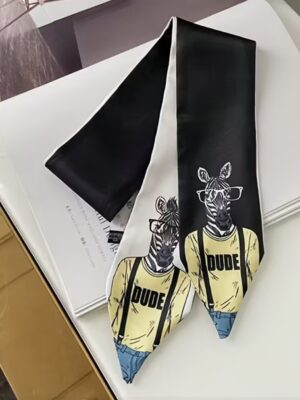 A small, silky scarf, "Zebra with Glasses"