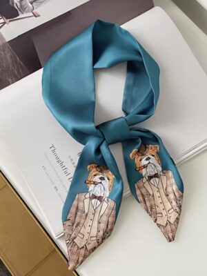 Small Silky Scarf "Bulldog with Cigar"