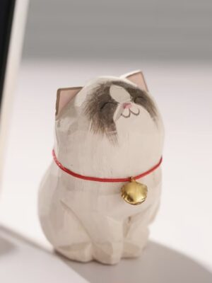 Wooden Ragdoll Cat Figurine