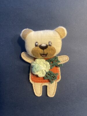 "Teddy Bear with Flower" Brooch