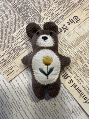 "Teddy Bear with Tulip" Brooch