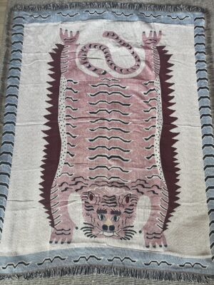 "Pink Tiger" Tapestry Blanket