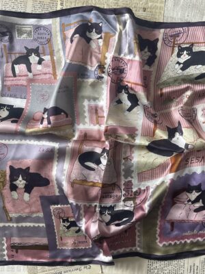 Silk scarf "Postal Cat"
